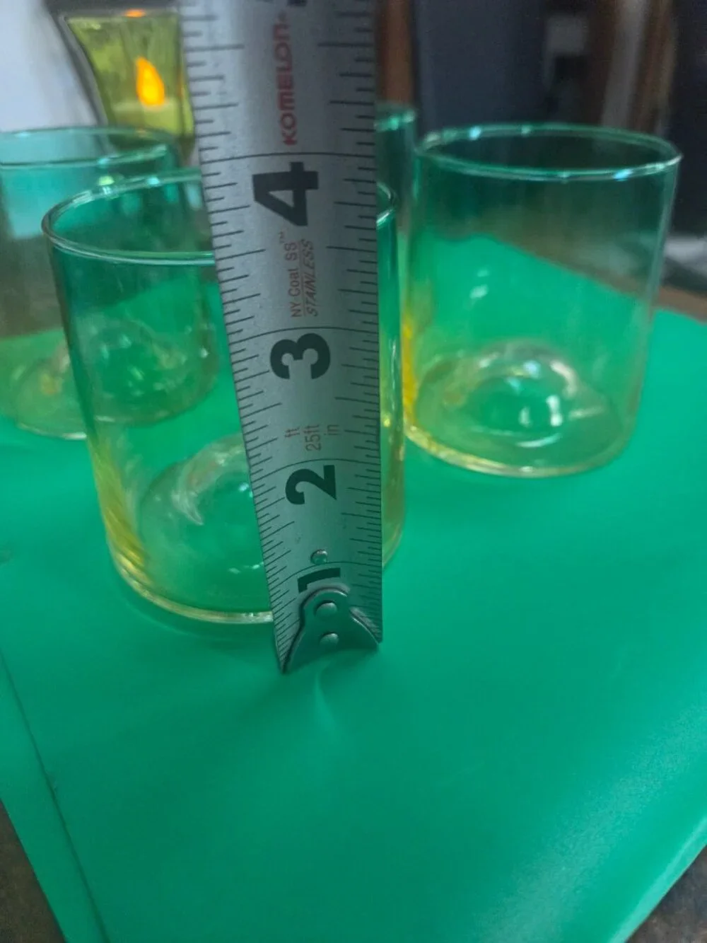 gradient design drinkware set of four glasses ombre sea green amber color